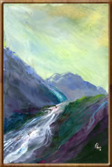 Encaustic Fine Art Paintings - Moss Beck Falls Encaustic Fine Art Paintings - Moss Beck Falls