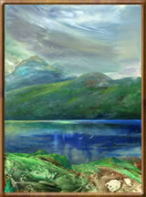 Encaustic Fine Art Paintings - The Clisham across Loch Maaruig, Outer Hebrides
